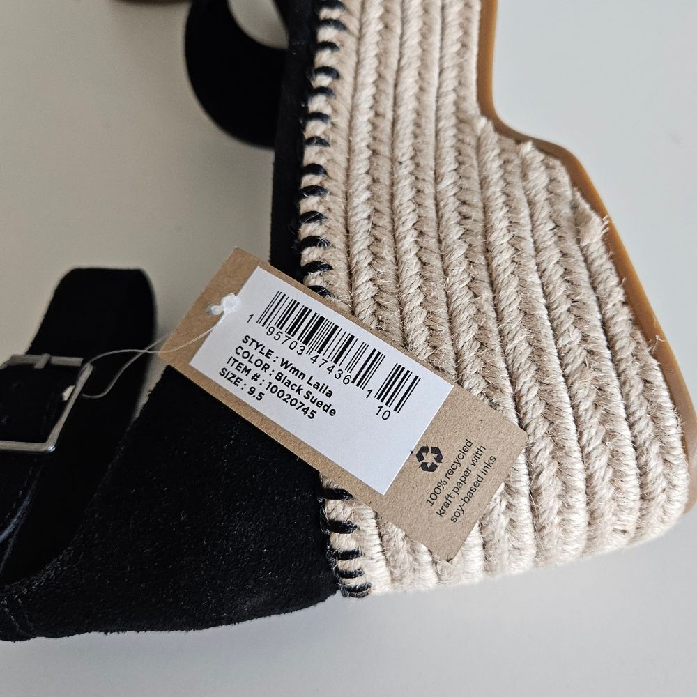 NEW Toms | Laila Espadrille Platform Sandal Black Suede, Womens 9.5 - Picture 7 of 7